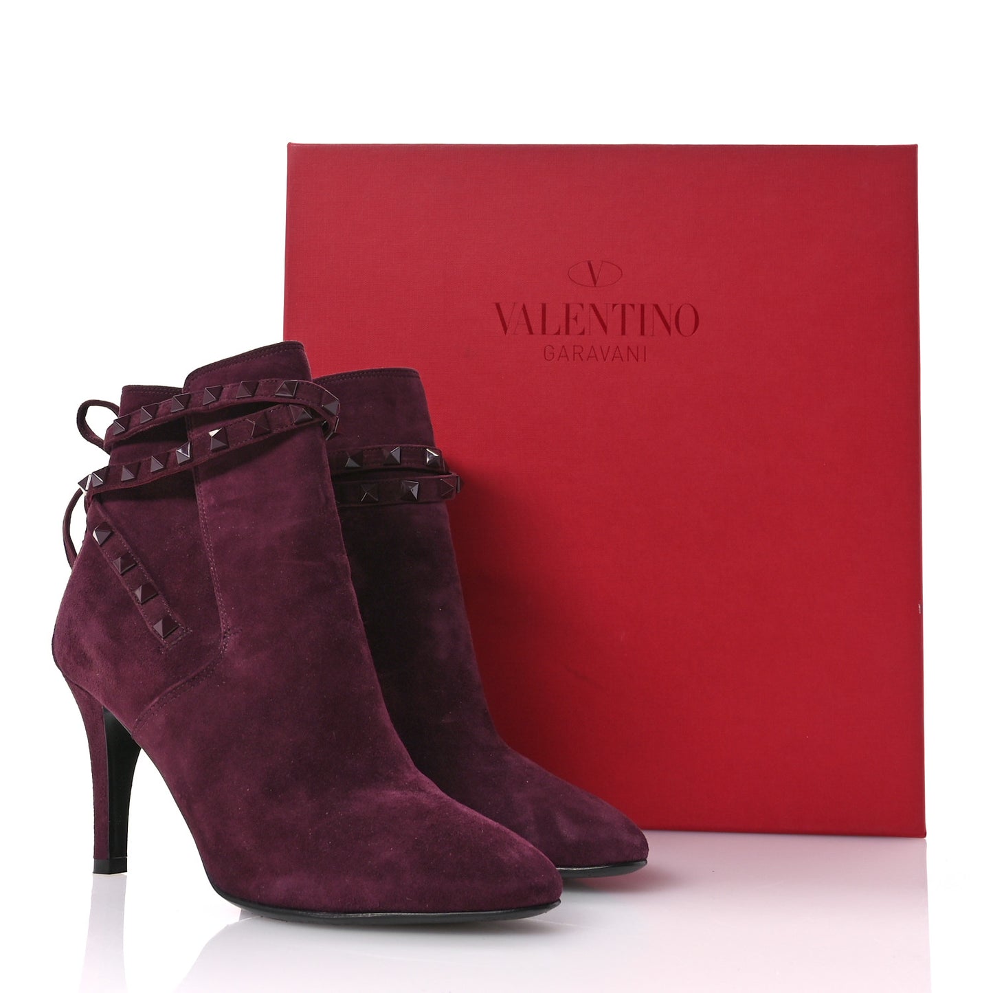 Suede Monochrome Rockstud Flair 85mm Ankle Boots 36 Rubin