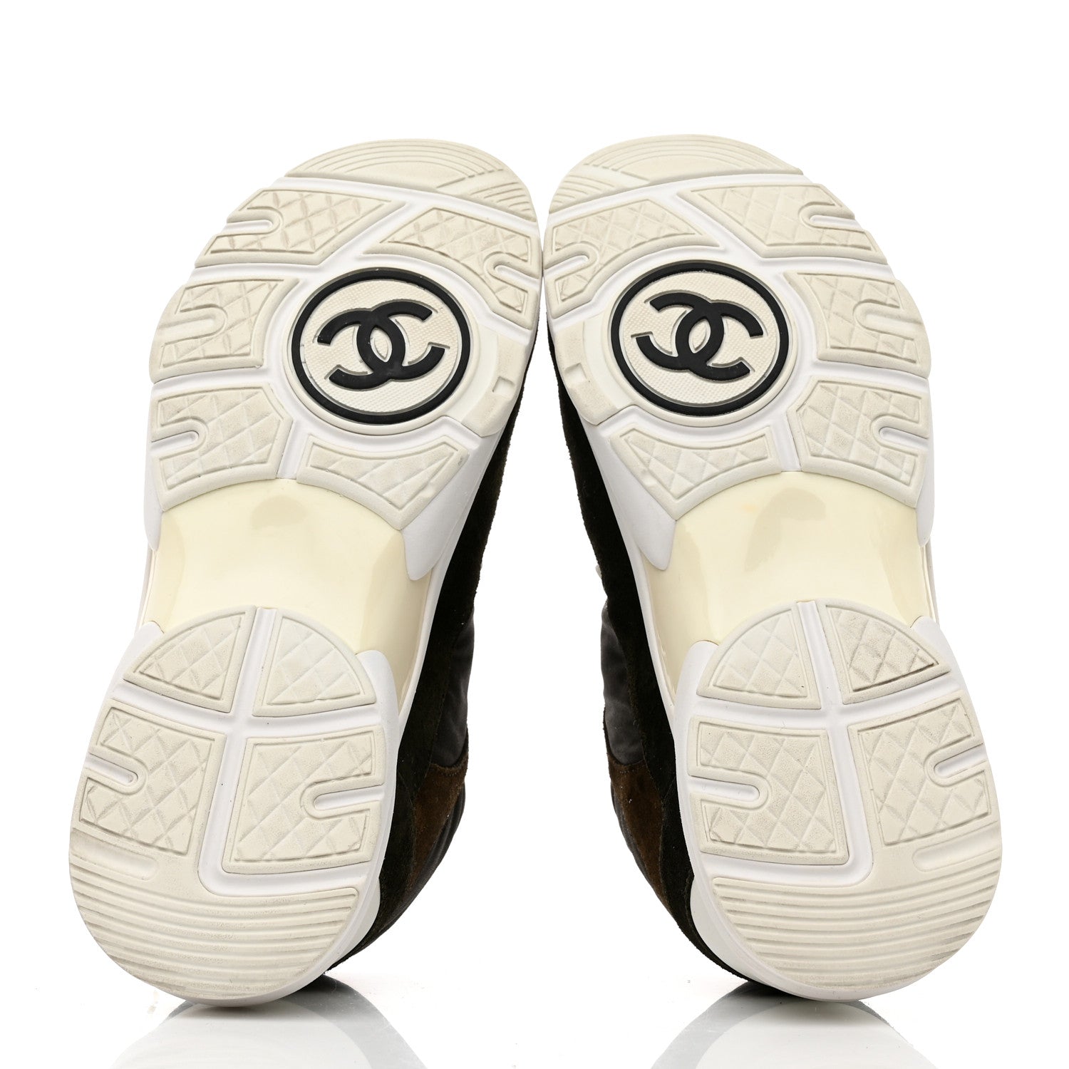 Chanel Fabric Calfskin Suede CC Womens Sneakers 36.5 Dark Green 5 of 8