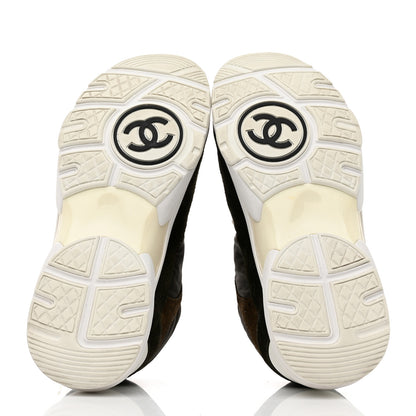 Chanel Fabric Calfskin Suede CC Womens Sneakers 36.5 Dark Green 5 of 8