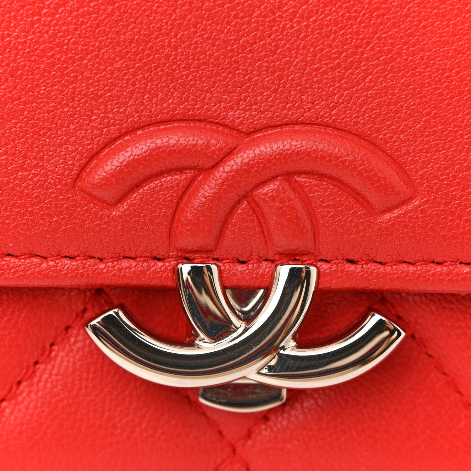 Chanel Grained Calfskin Quilted CC Box Wallet On Chain WOC Red 12 of 15