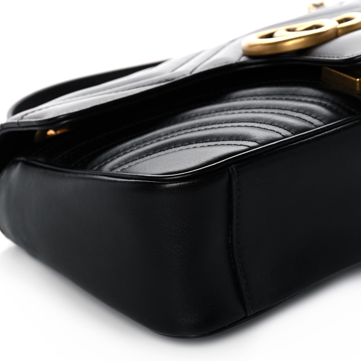 Gucci Calfskin Matelasse Small GG Marmont Shoulder Bag Black 10 of 11