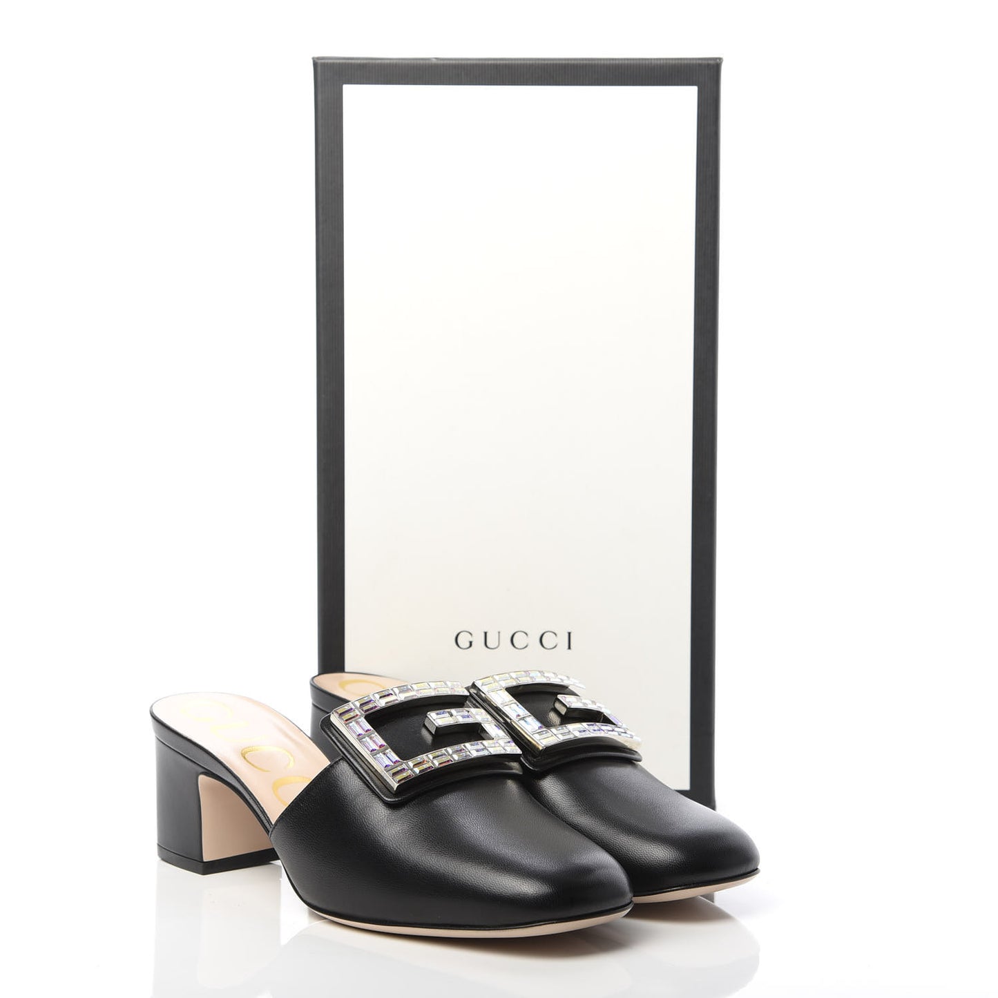 Malaga Kid Crystal Square G Madelyn Mules 36.5 Black