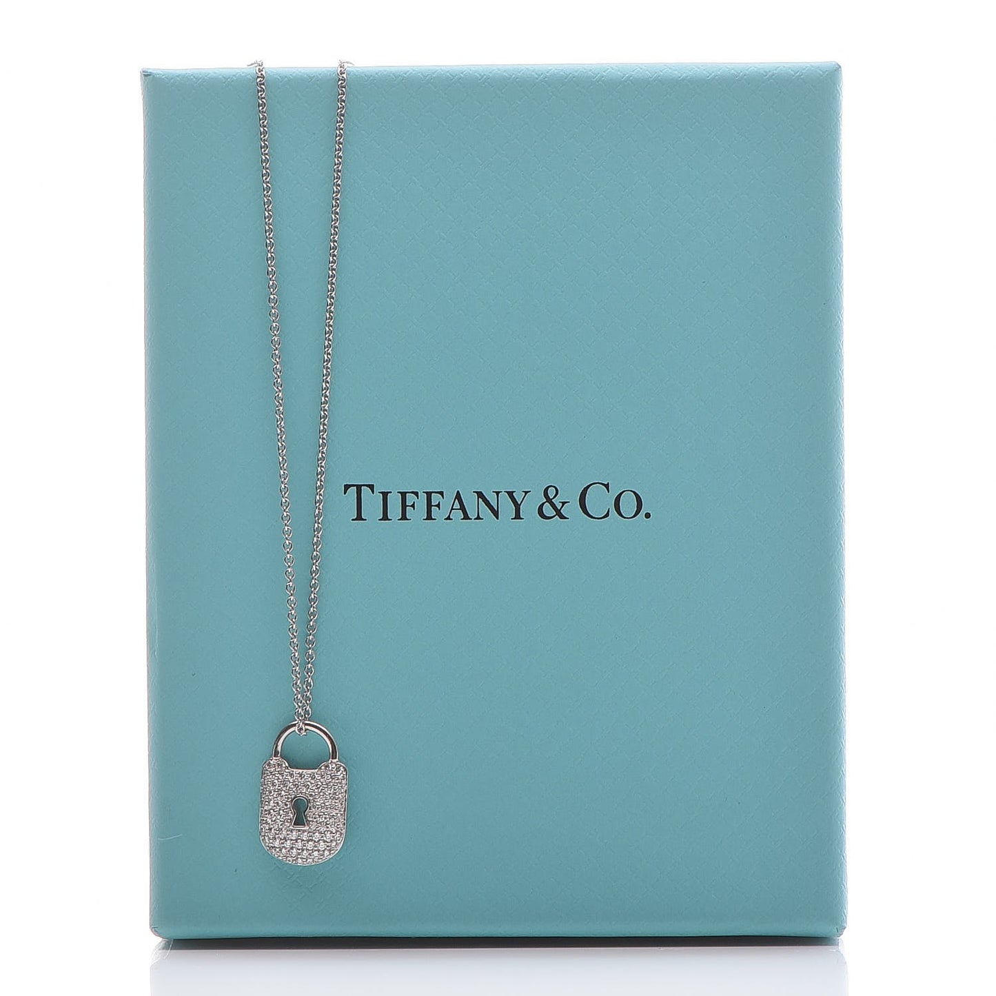 Platinum Diamond Small Vintage Lock Pendant Necklace