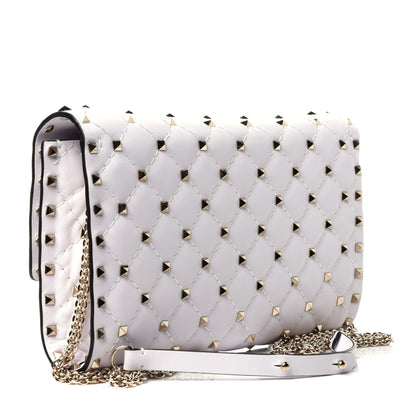 Valentino Garavani Lambskin Rockstud Spike Wallet on Chain White 3 of 11