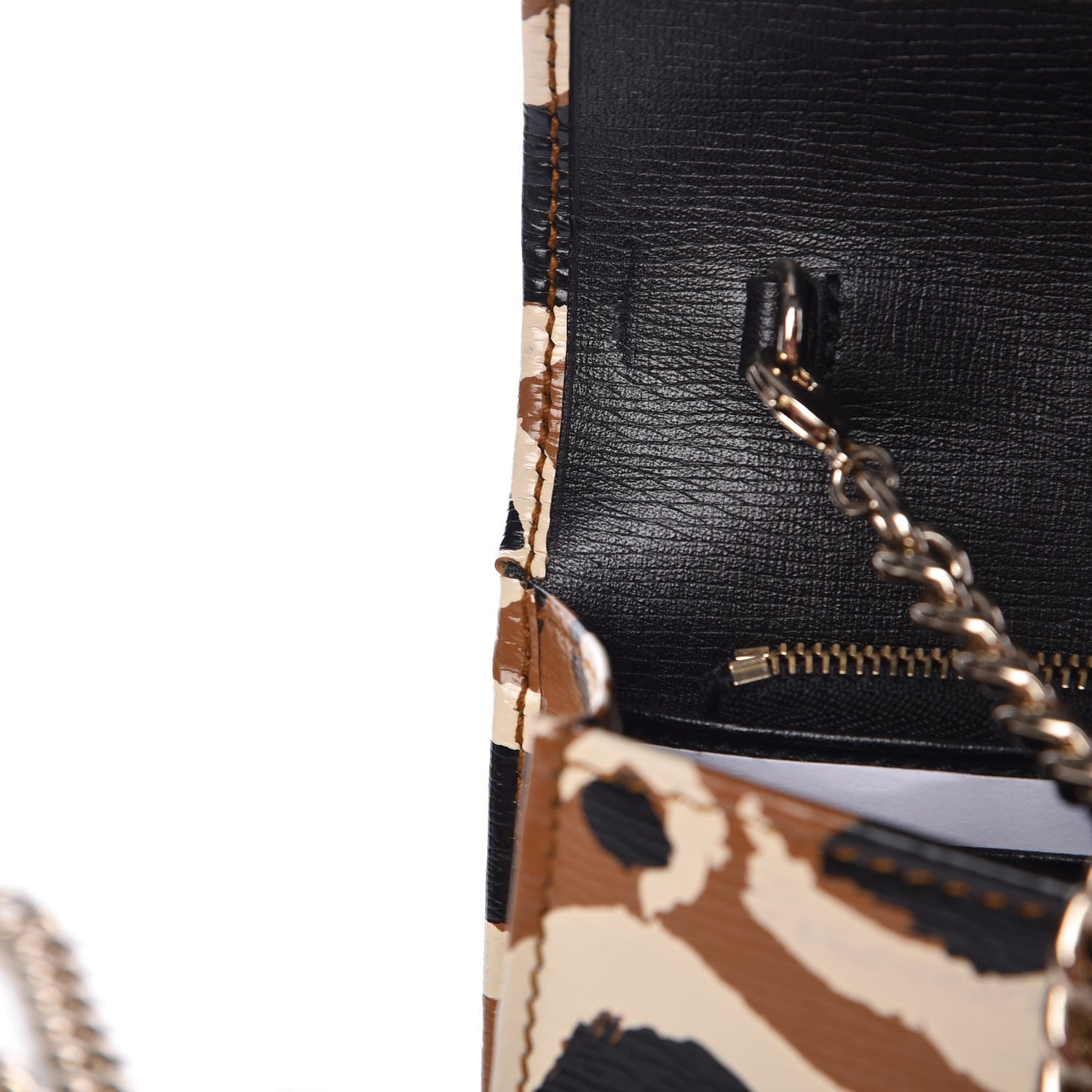 Gucci Patent Leopard Print Betty Chain Wallet Tobacco Black 7 of 10