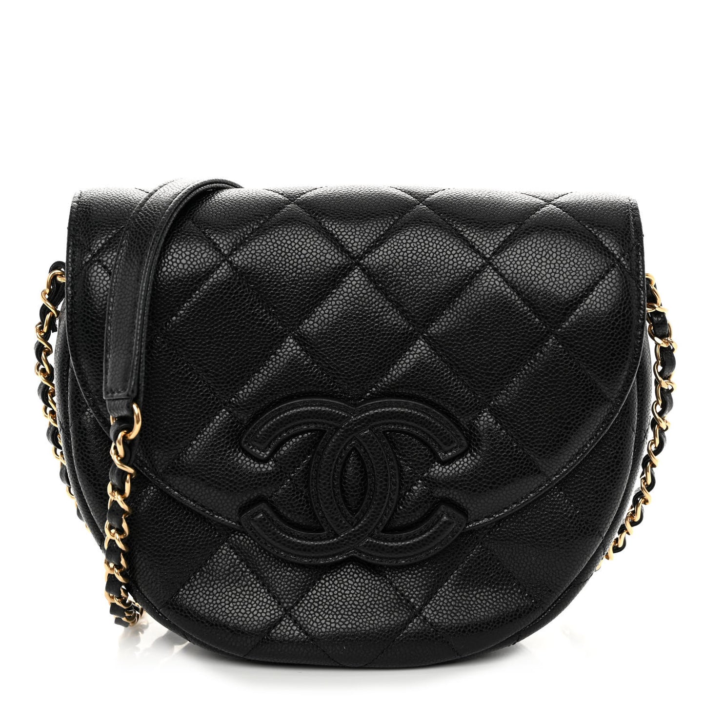 Caviar Quilted Small Messenger Flap Black