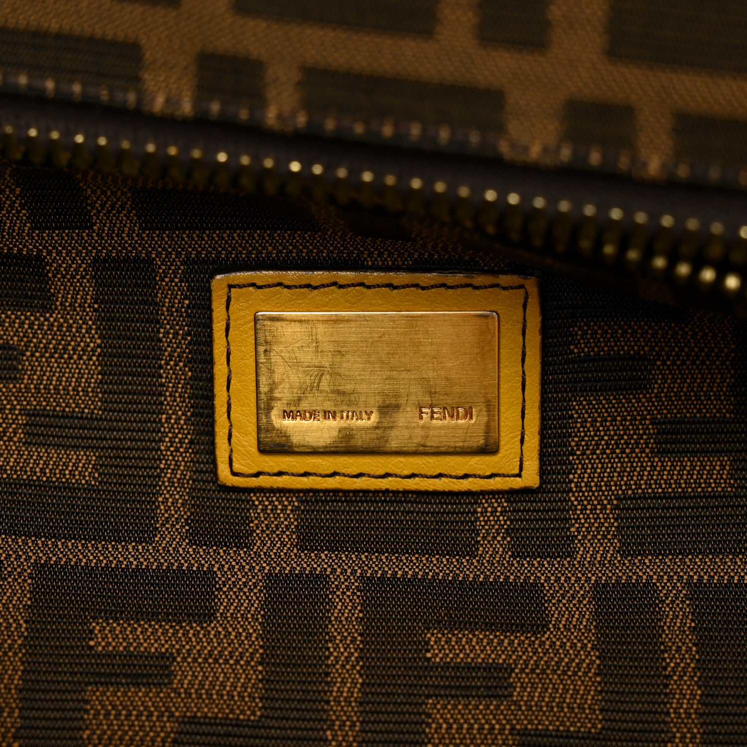 Fendi Vitello Zucca Large Peekaboo Iconic Satchel Yellow Tobacco 5 of 12