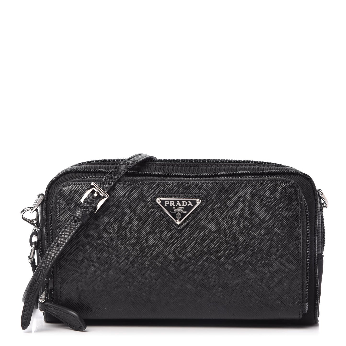 Saffiano Tessuto Nylon Vela Mini Crossbody Bag Black