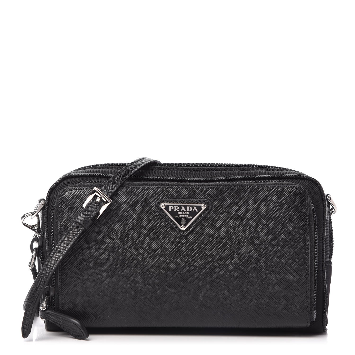 Prada Saffiano Tessuto Nylon Vela Mini Crossbody Bag Black 1 of 10