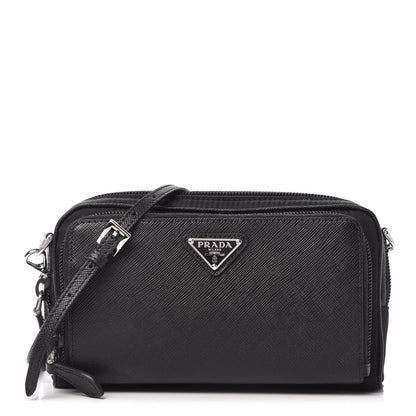 Prada Saffiano Tessuto Nylon Vela Mini Crossbody Bag Black 1 of 10