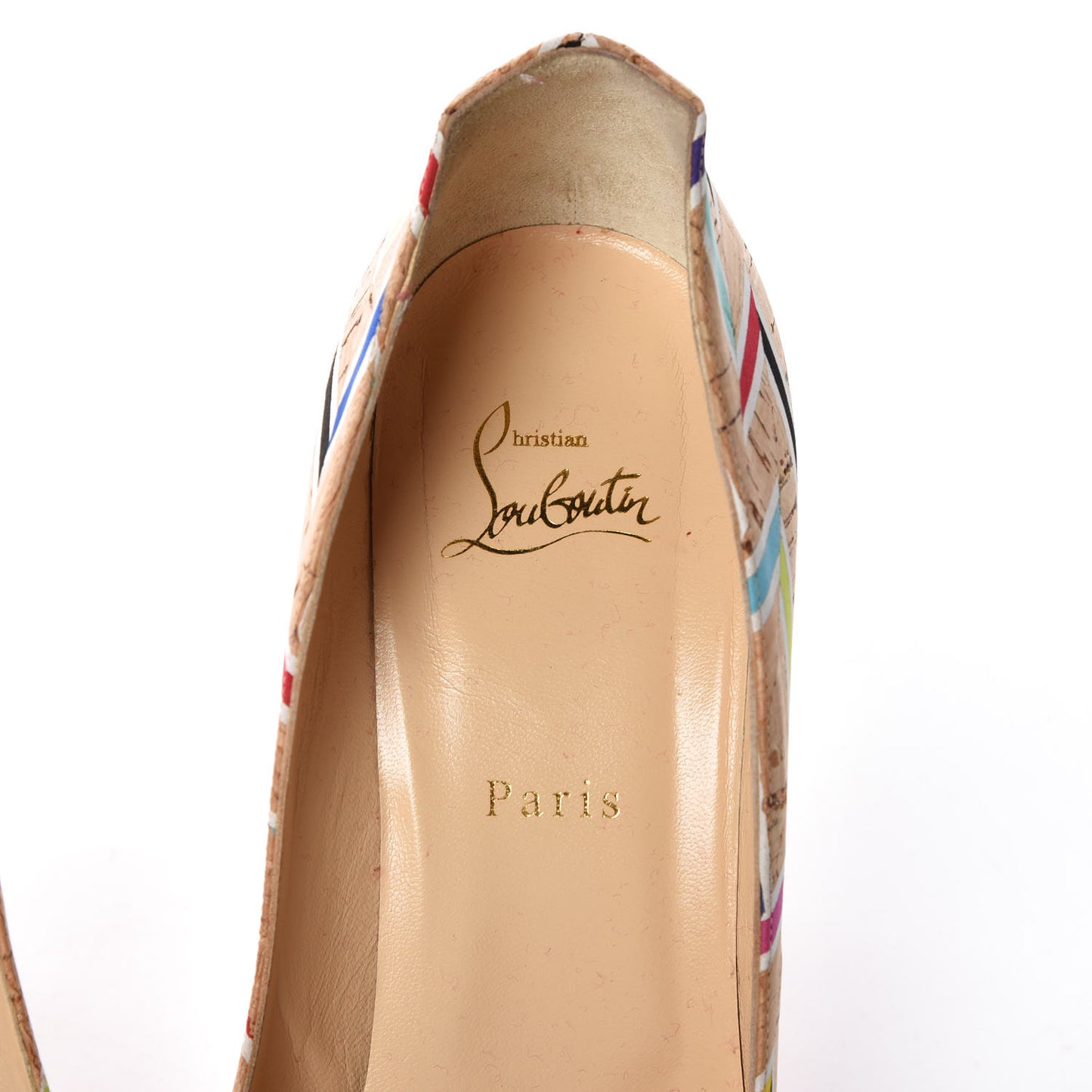 Cork Chevron Print Pigalle Follies 100 Pumps 41.5 Multicolor