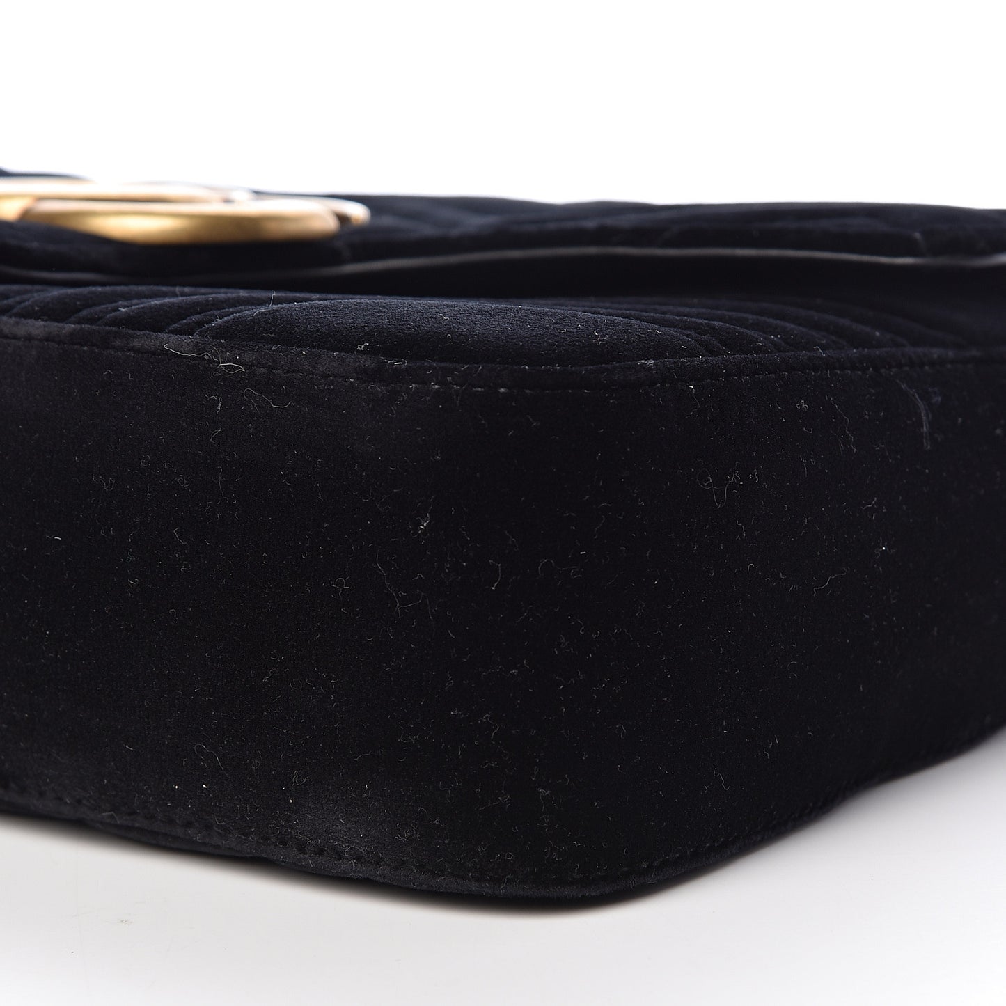 Velvet Matelasse Medium GG Marmont Shoulder Bag Black