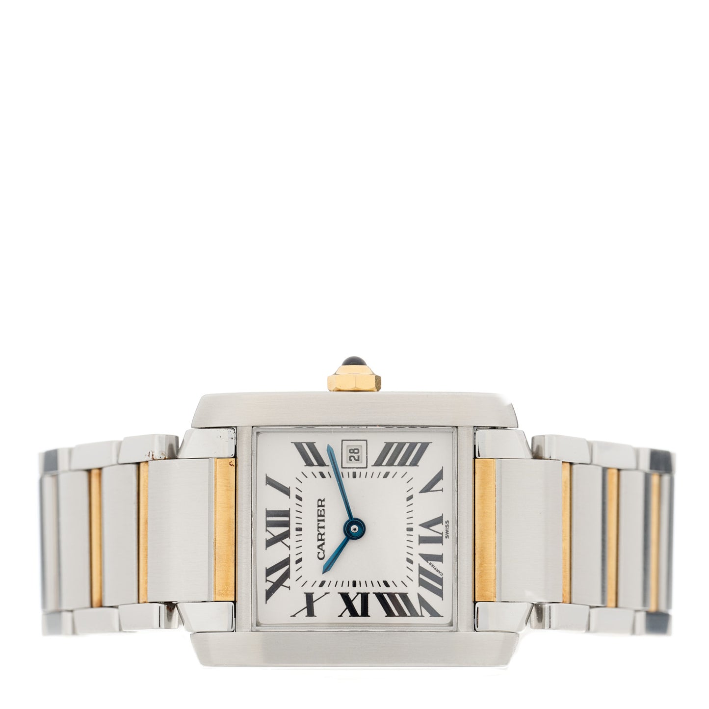 Stainless Steel 18K Yellow Gold 25mm Tank Francaise Quartz Watch