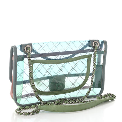 Chanel Lambskin PVC Quilted Medium Coco Splash Flap Blue Green 3 of 9