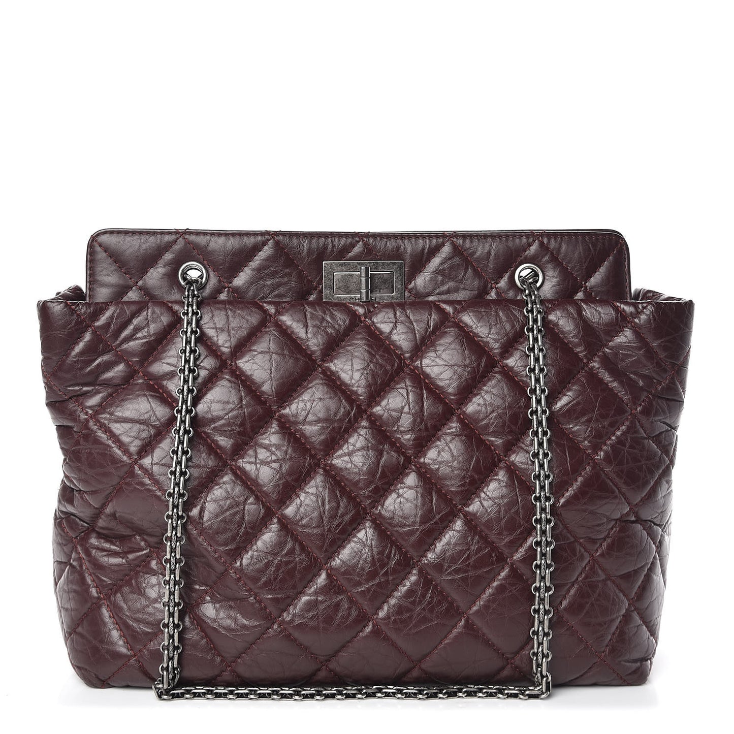 Aged Calfskin Reissue 2.55 Tote Burgundy