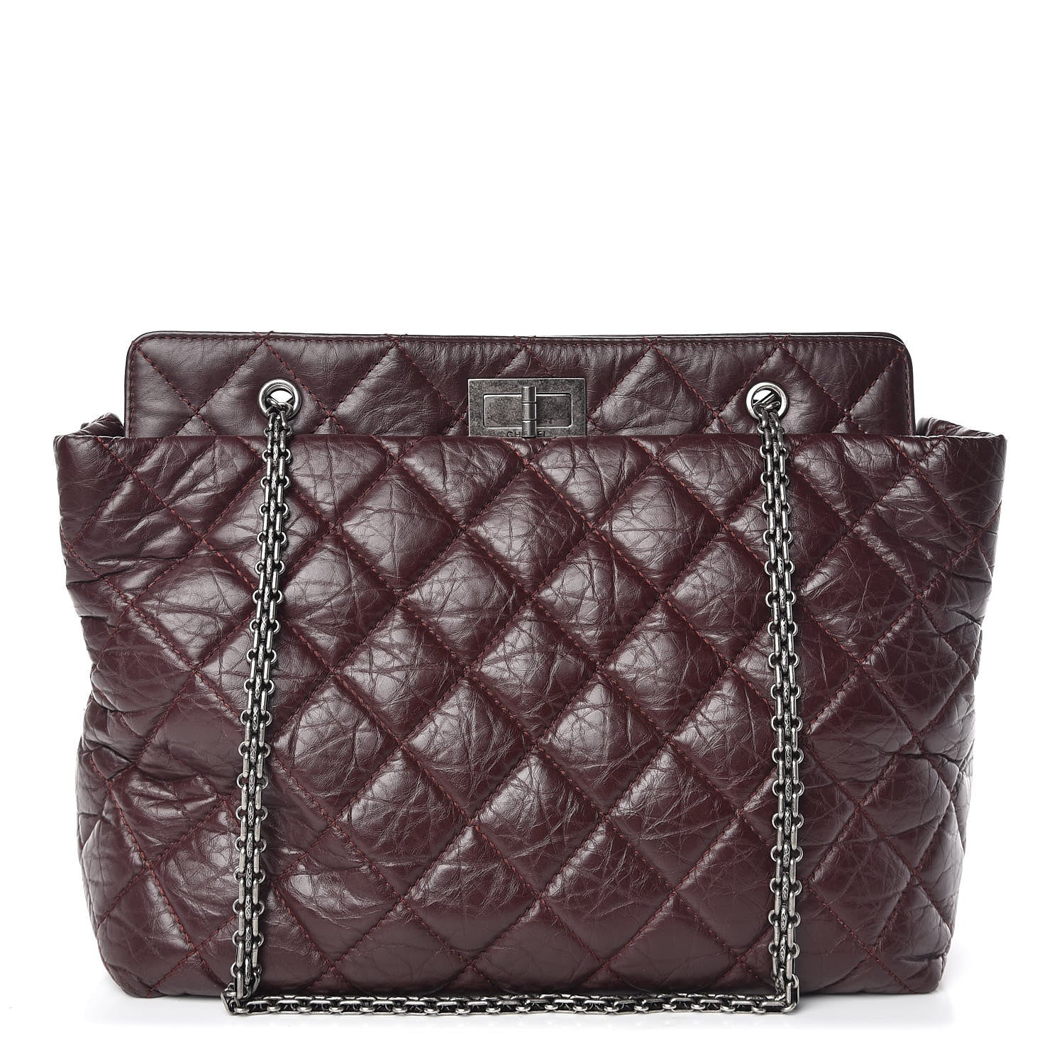 Chanel Aged Calfskin Reissue 2.55 Tote Burgundy 1 of 10