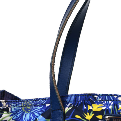 Prada Tessuto Nylon Saffiano Floral Print Tote Bluette Dis Primule 9 of 9