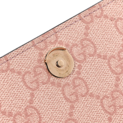 Gucci GG Supreme Monogram Textured Calfskin Emblem Wallet On Chain Pink 11 of 11