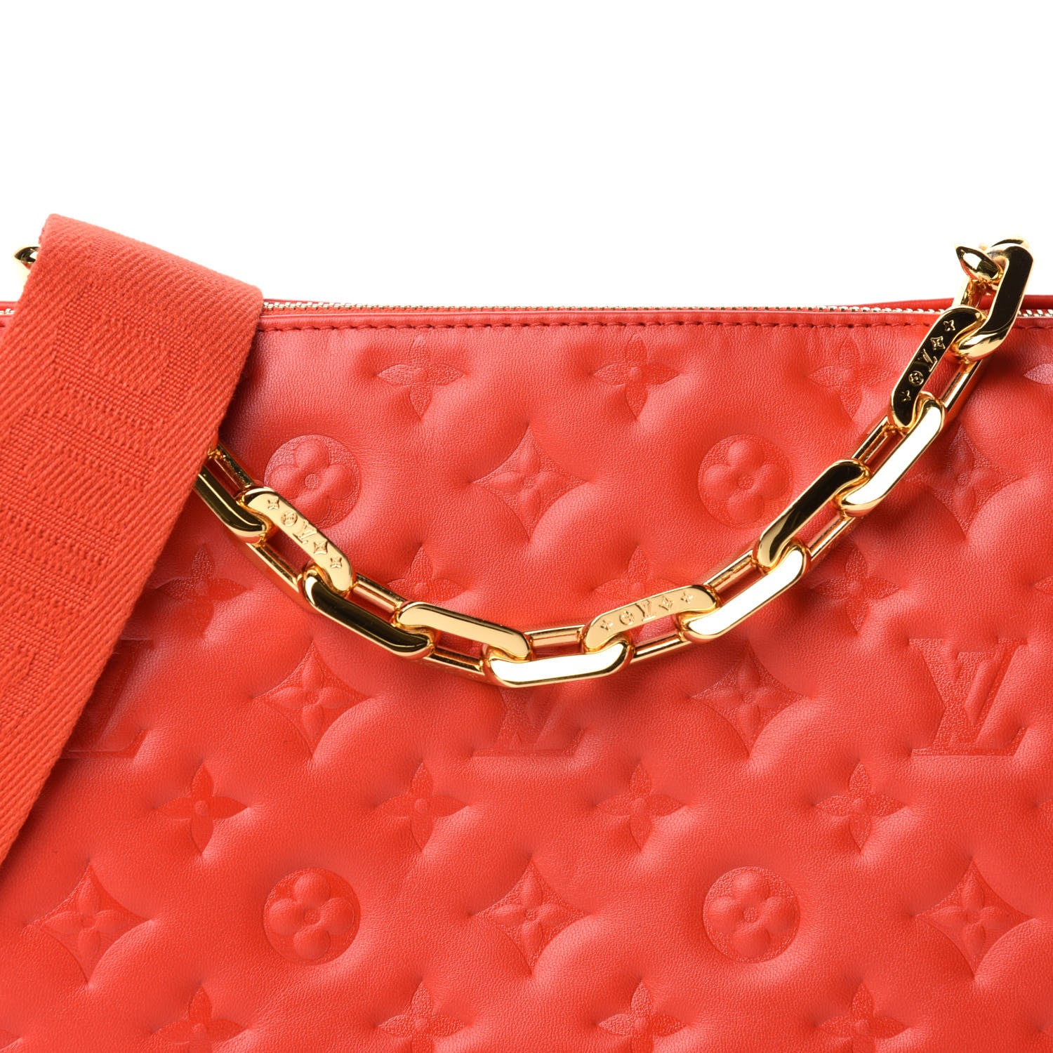 Louis Vuitton Lambskin Embossed Monogram Coussin PM Red 9 of 10