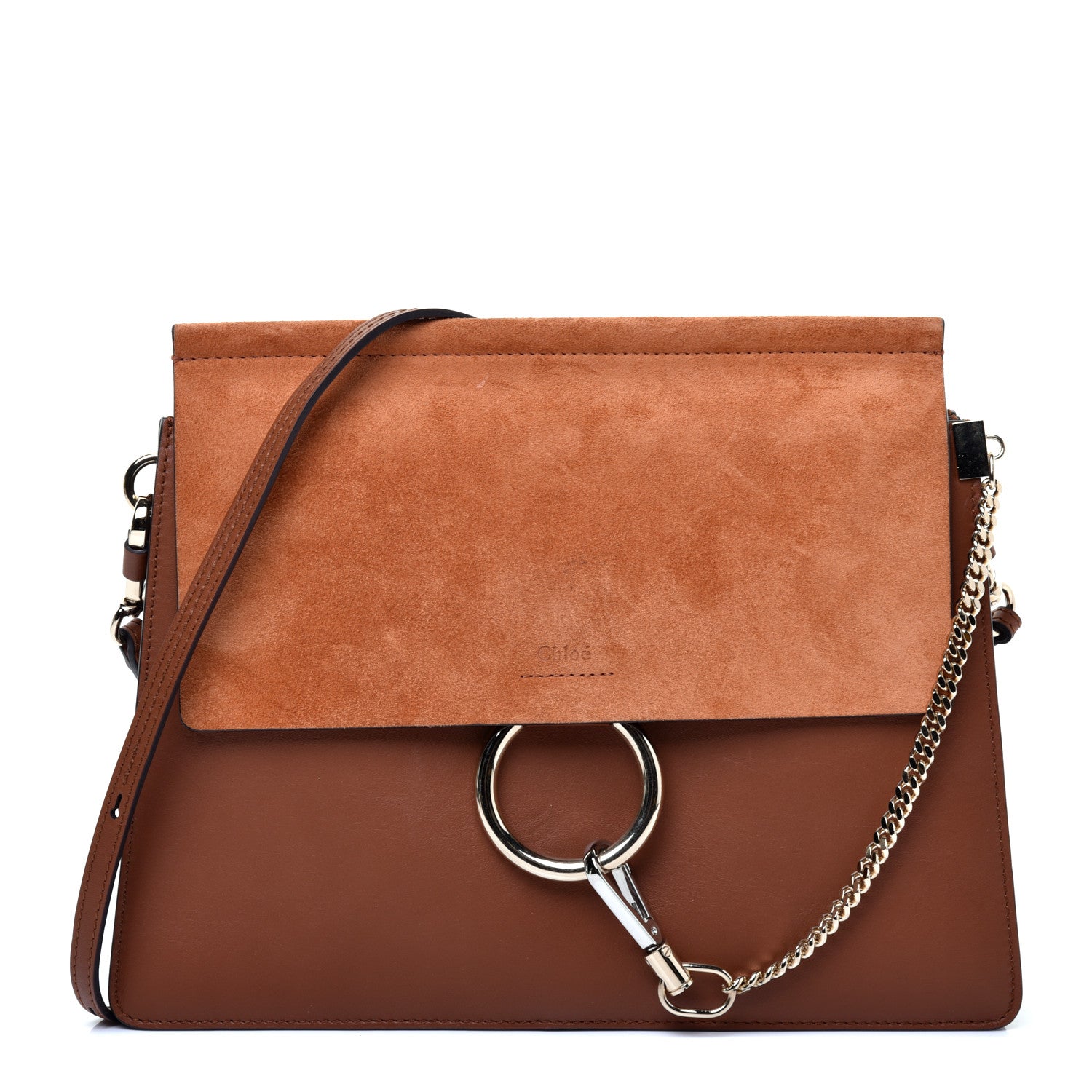 Chloe Suede Calfskin Medium Faye Shoulder Bag Tobacco 1 of 9
