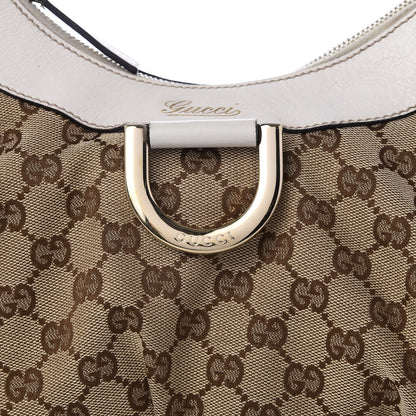 Gucci Monogram Medium D Gold Ring Hobo White 8 of 9