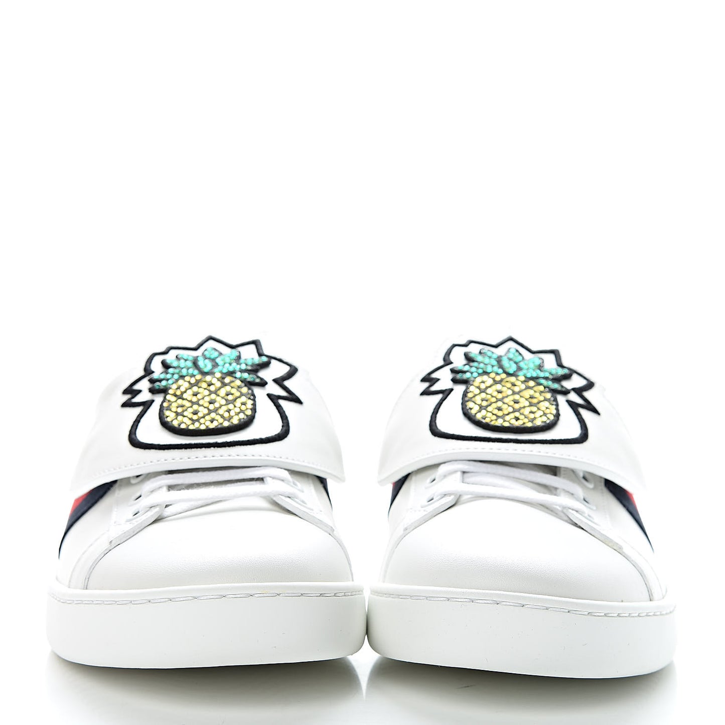 Calfskin Ayers Crystal Web Pineapple Embroidered Womens New Ace Sneakers 39 White