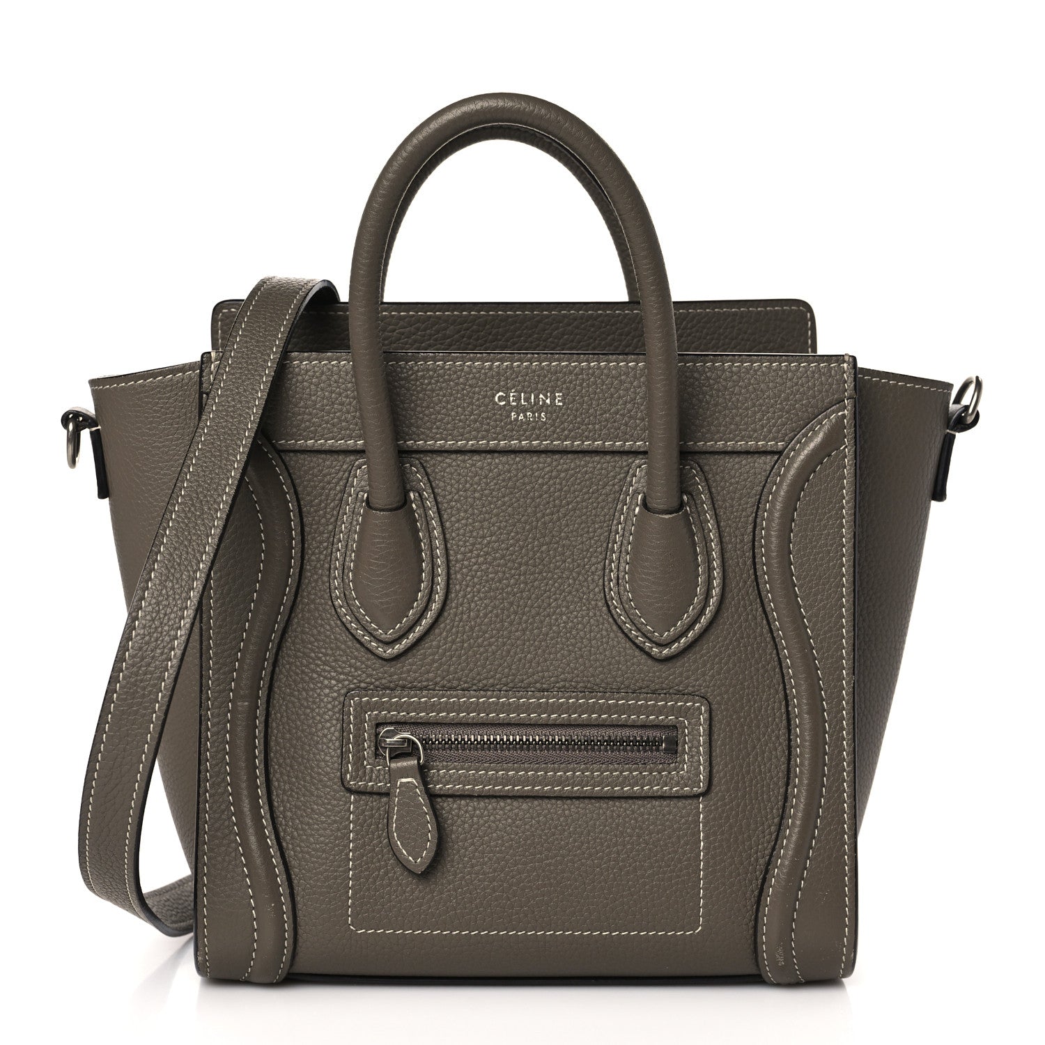 Celine Drummed Calfskin Nano Luggage Souris 1 of 9