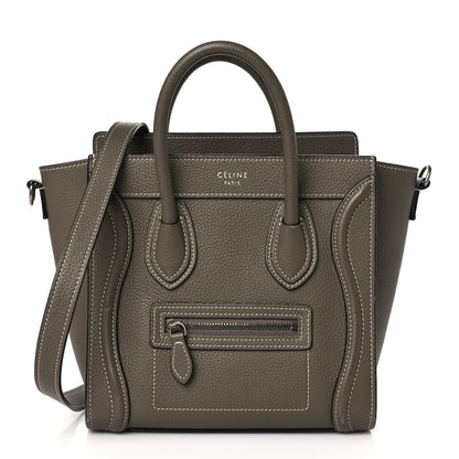 Celine Drummed Calfskin Nano Luggage Souris 1 of 9