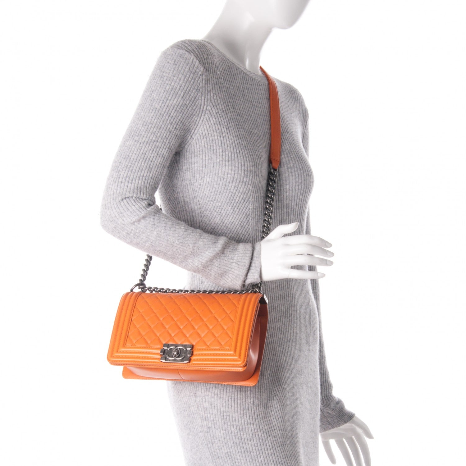 Chanel Lambskin Quilted Medium Boy Flap Orange 2 of 7