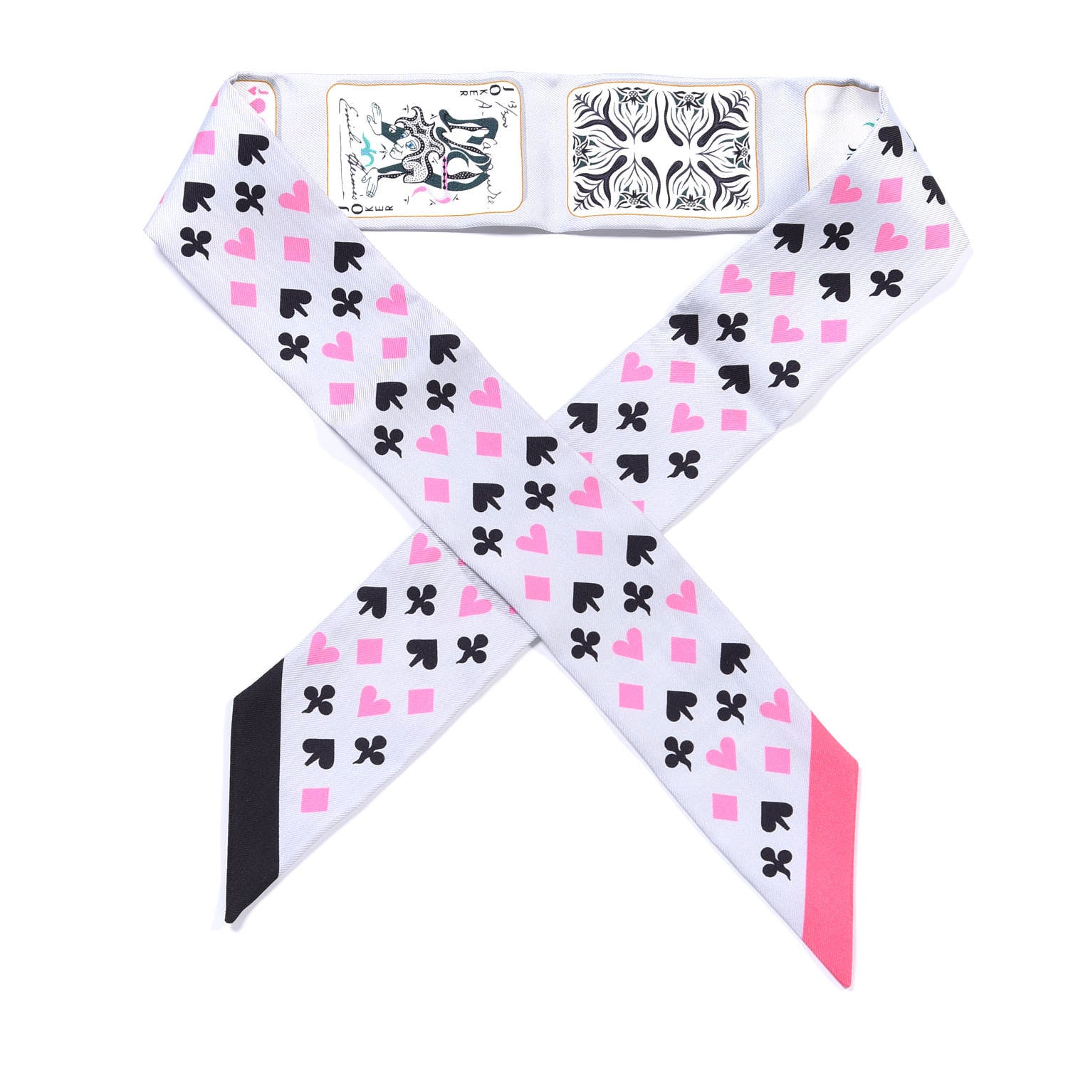 Hermes Silk Jeu de Cartes Twilly Gris Perle Rose Black 1 of 3