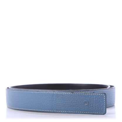 Hermes Box Togo 32mm Reversible Belt Strap 100 Black Blue Jean 1 of 5