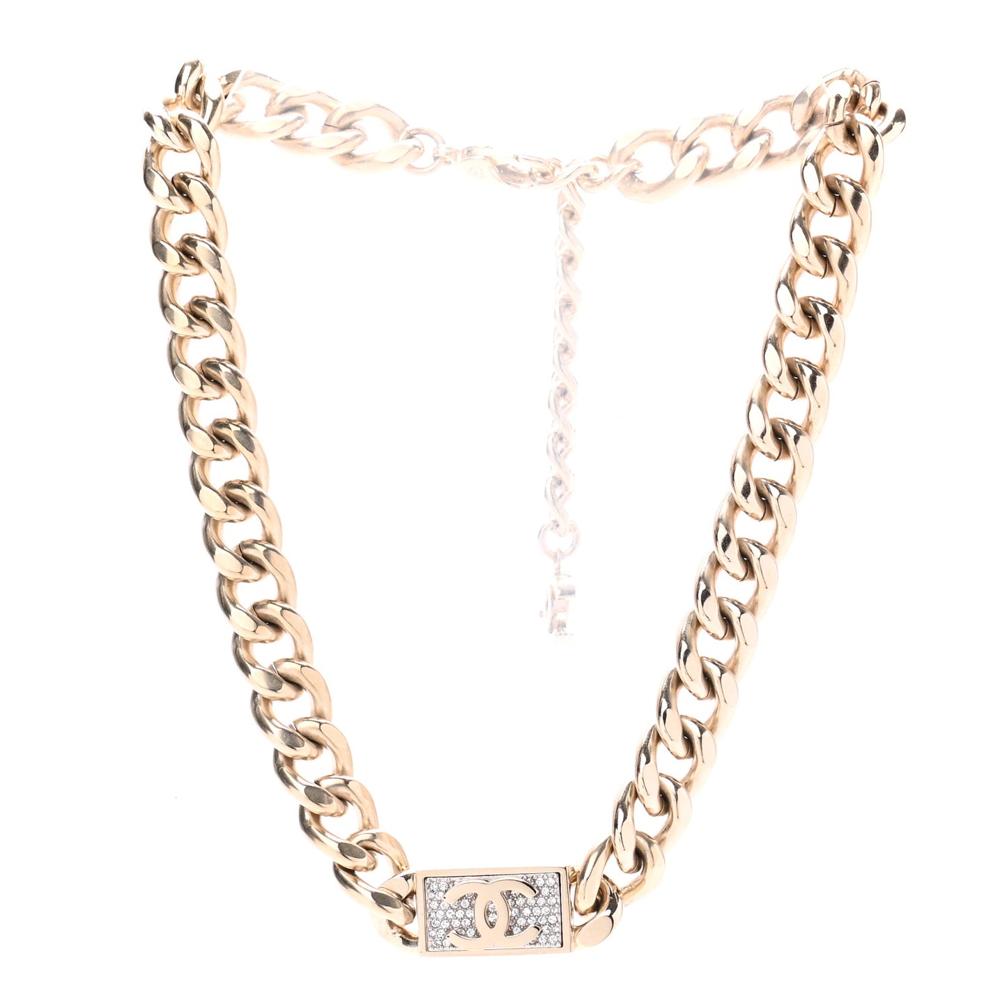 Crystal CC Chain Link Choker Necklace Gold