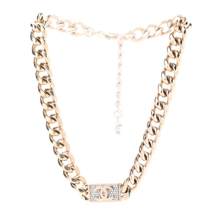 Chanel Crystal CC Chain Link Choker Necklace Gold 3 of 5