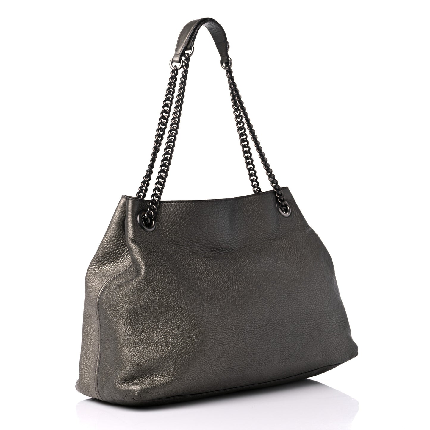Metallic Pebbled Calfskin Medium Soho Chain Shoulder Bag Golden Beige