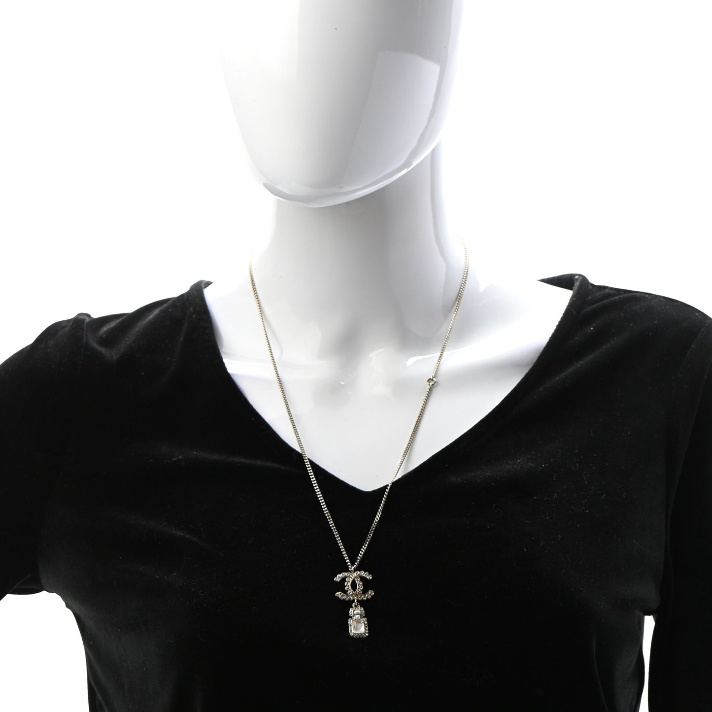 Crystal Pearl CC Necklace Pearly White Gold
