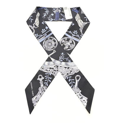 Hermes Silk Etriers Remix Twilly Black Ciel Argent 1 of 4
