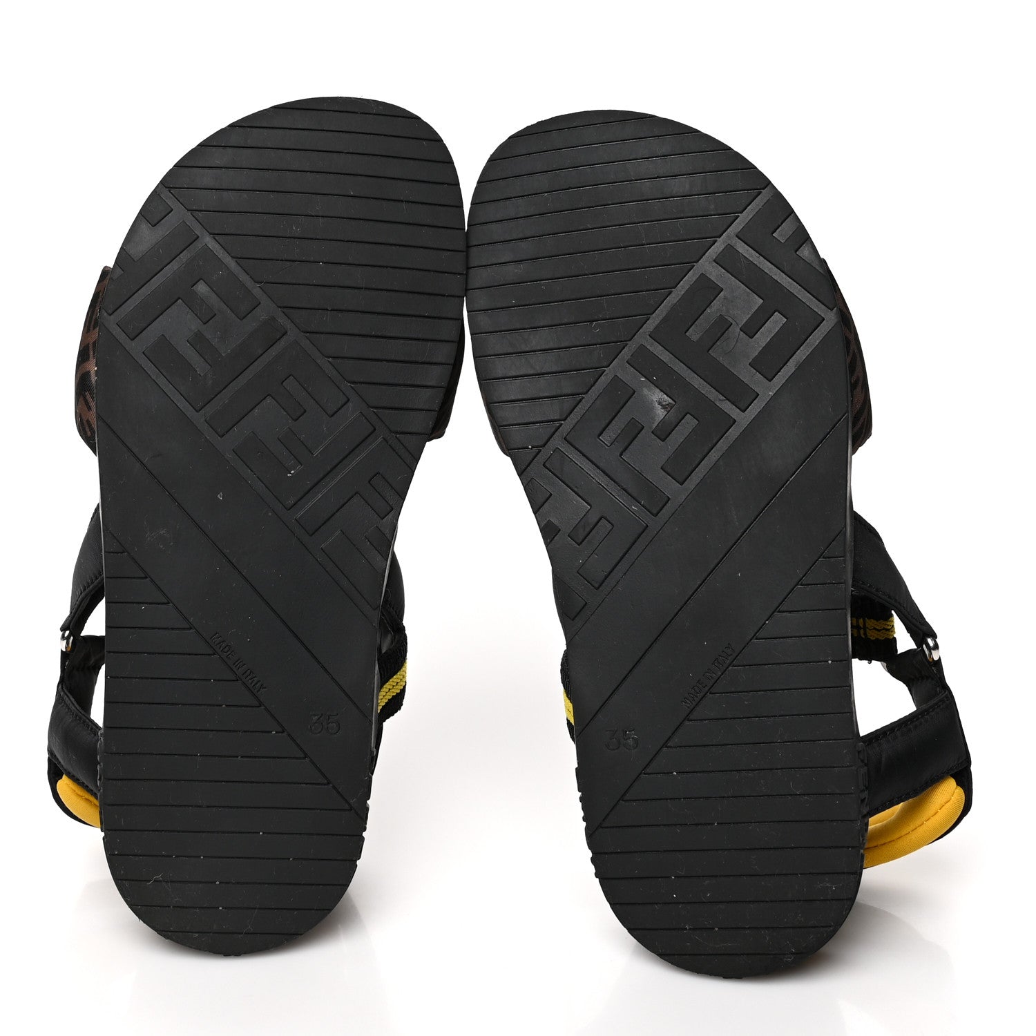 Fendi Satin FF Ruched Sandals 35 Tobacco Black 6 of 8
