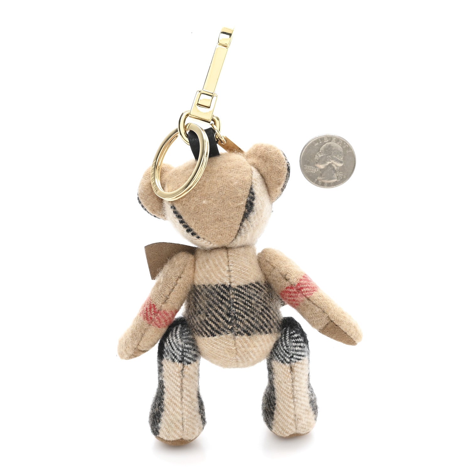 Burberry Cashmere House Check Thomas Bear Bag Charm Camel Gold 2 of 3