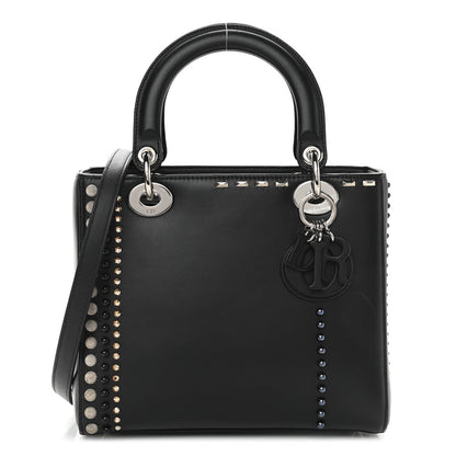 Christian Dior Calfskin Studded Medium Lady Dior Black 2 of 11