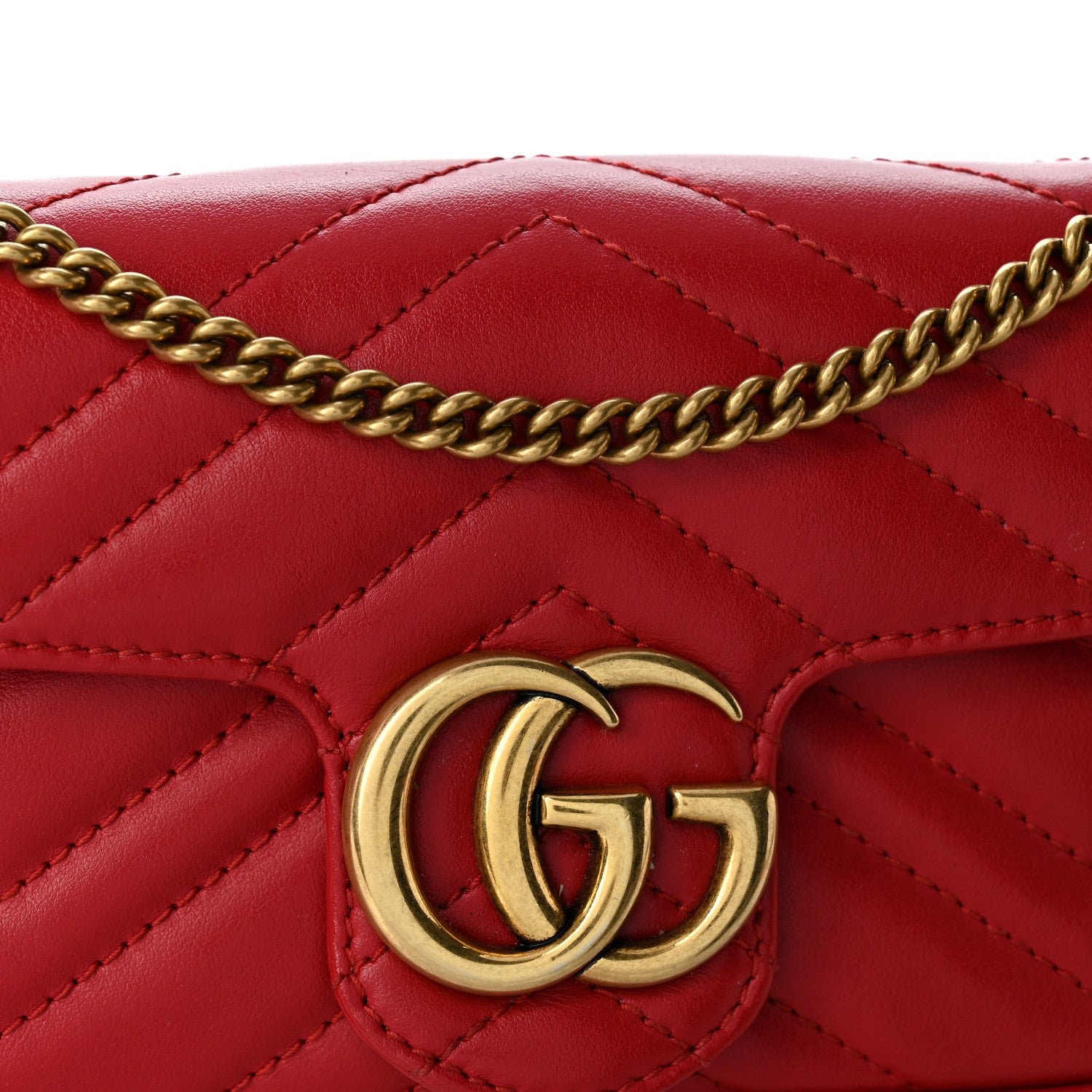 Gucci Calfskin Matelasse Super Mini GG Marmont Shoulder Bag Hibiscus Red 8 of 11