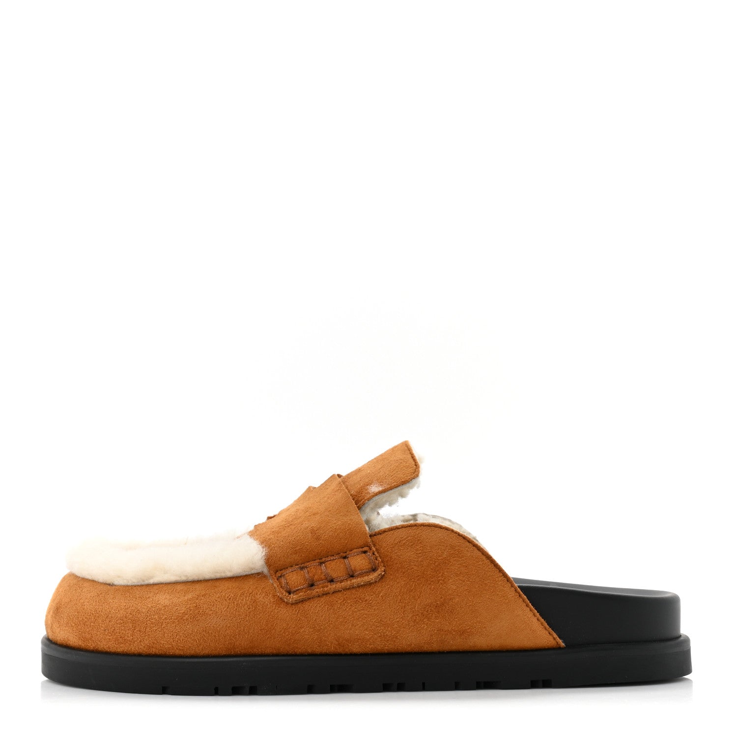 Hermes Suede Goatskin Shearling Go Mules 36 Beige Kraft Ecru 1 of 10