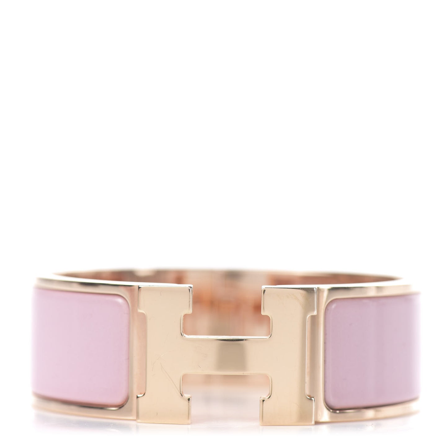 Enamel Wide Clic Clac H Bracelet PM Rose Nacarat