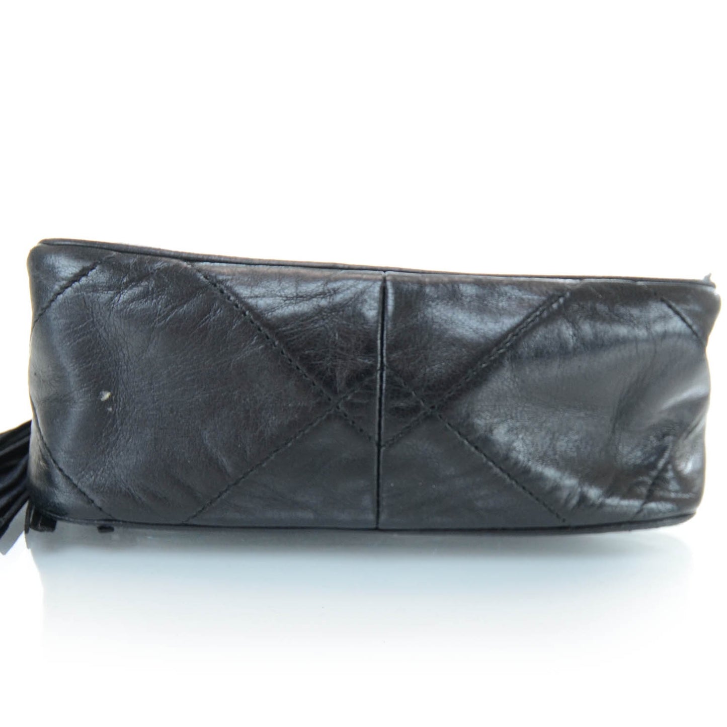 Lambskin Quilted Camera Tassel Case Black