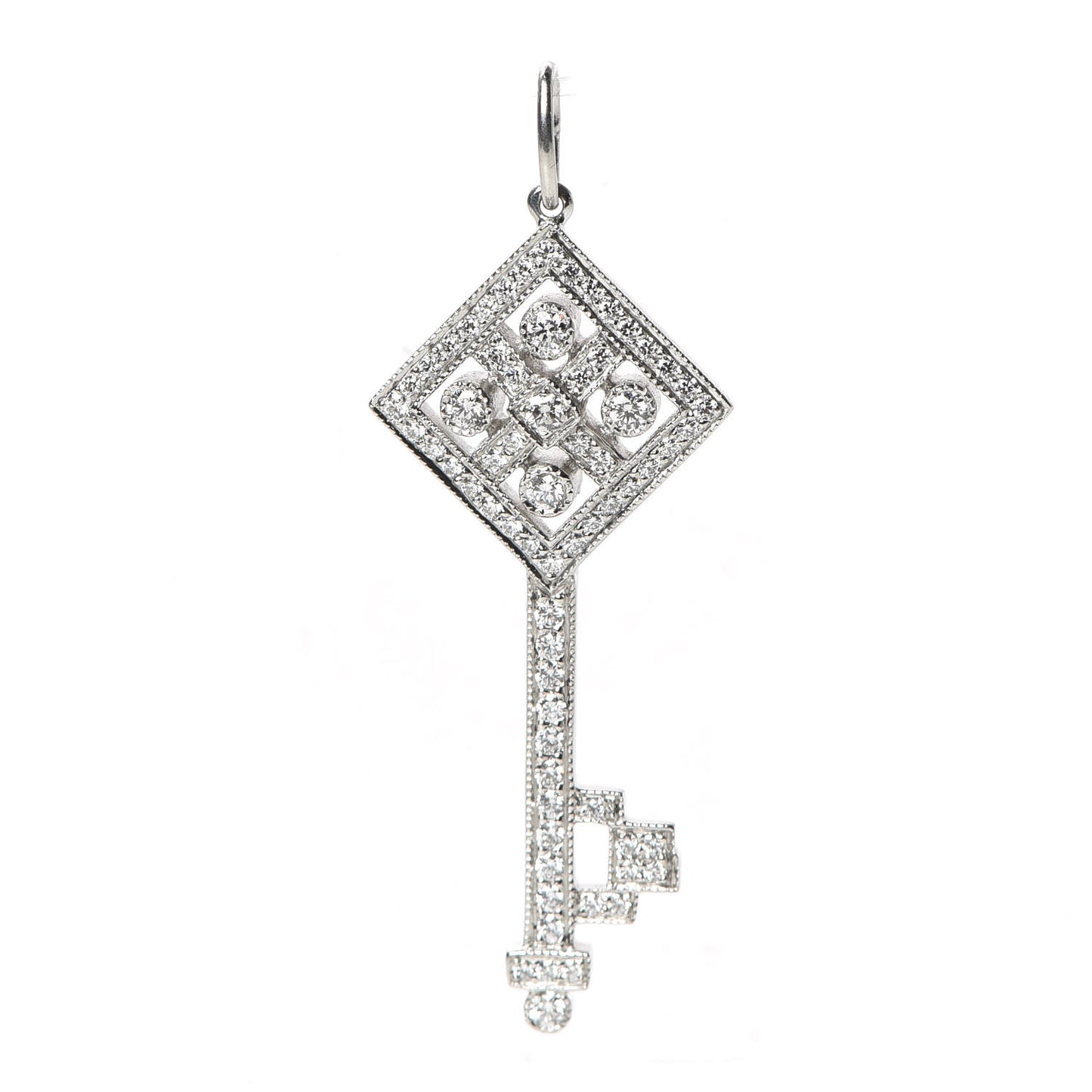 Platinum Diamond Small Checkerboard Key Pendant