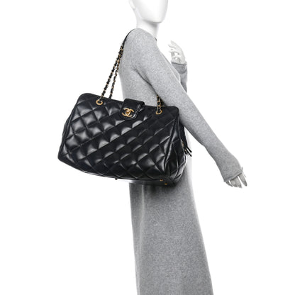 Chanel Shiny Calfskin Quilted Shopping Tote Black 2 of 11