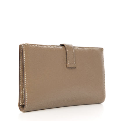 Hermes Chevre Mysore Bearn Gusset Wallet Etoupe 2 of 9
