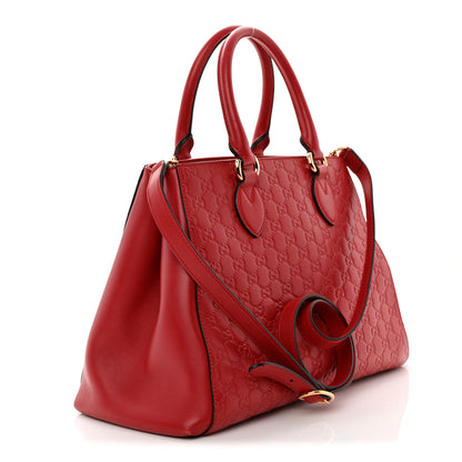 Gucci Soft Guccissima Signature Top Handle Tote Bag Red 3 of 10