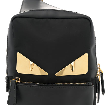 Fendi Nylon Vitello Liberty Metal Monster Eyes Sling Bag Black 8 of 10