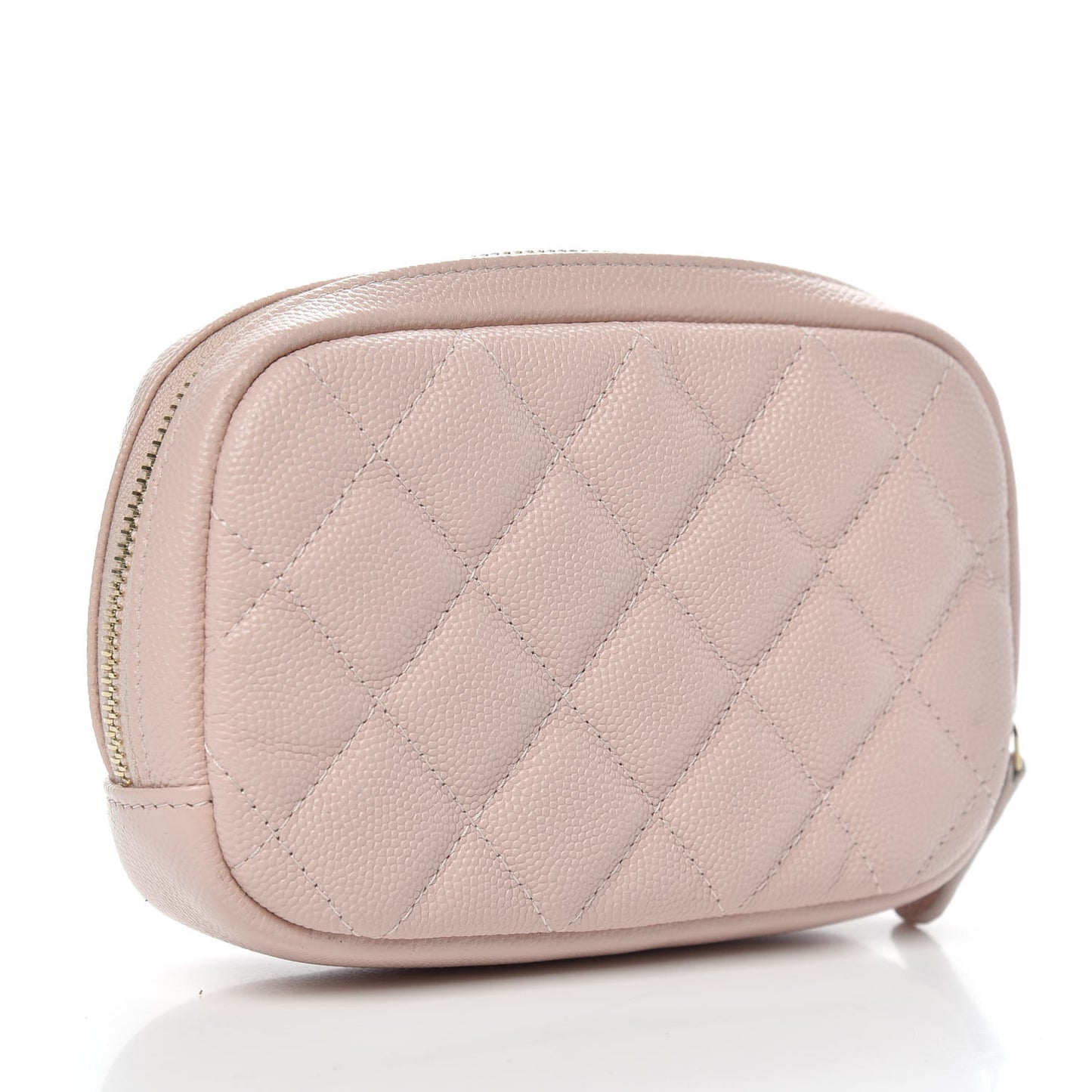 Caviar Quilted Small Curvy Pouch Cosmetic Case Light Pink