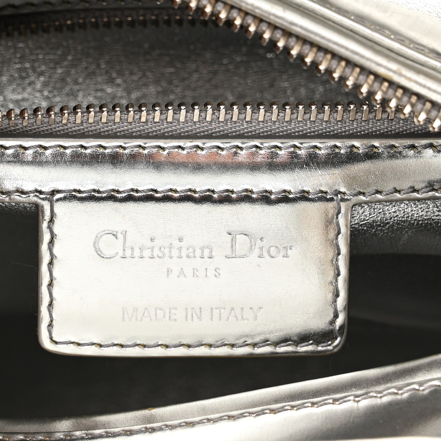 Christian Dior Metallic Patent Calfskin Medium Lady Dior Silver 6 of 15
